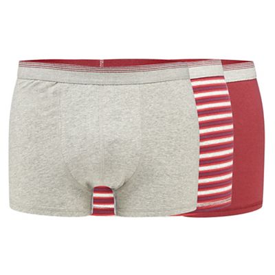 The Collection Pack of three dark red plain and striped hipster trunks